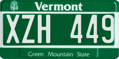 VT license plate XZH449