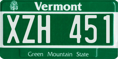 VT license plate XZH451