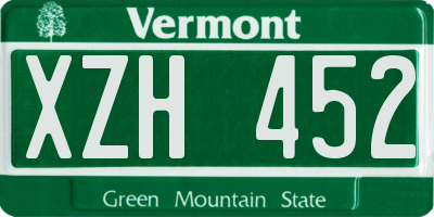 VT license plate XZH452