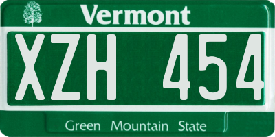 VT license plate XZH454
