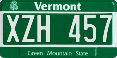 VT license plate XZH457