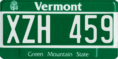 VT license plate XZH459