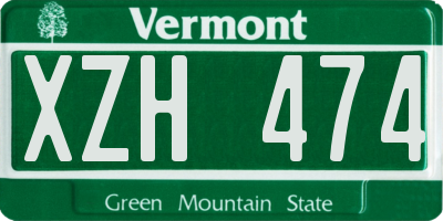 VT license plate XZH474