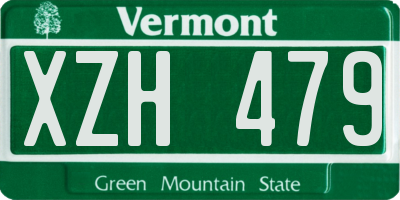 VT license plate XZH479