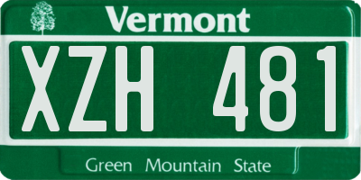 VT license plate XZH481