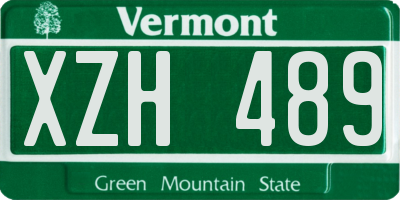 VT license plate XZH489