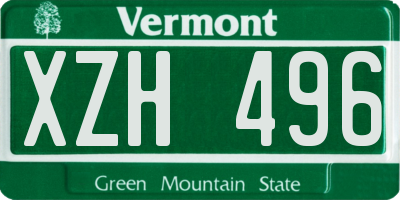 VT license plate XZH496