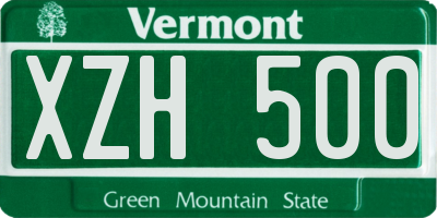 VT license plate XZH500