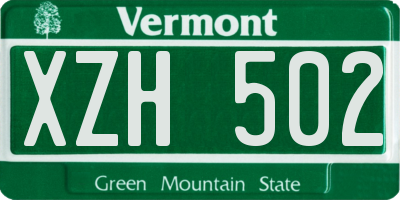 VT license plate XZH502