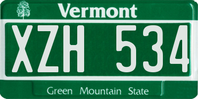 VT license plate XZH534