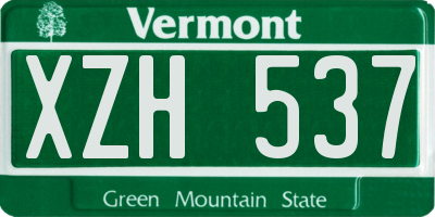 VT license plate XZH537