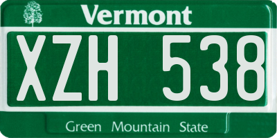 VT license plate XZH538