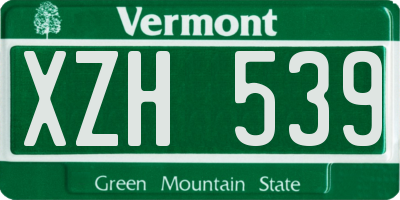 VT license plate XZH539
