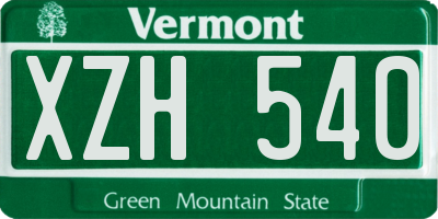 VT license plate XZH540
