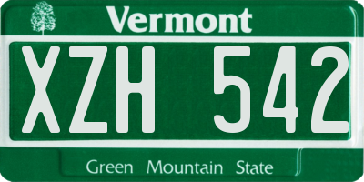 VT license plate XZH542