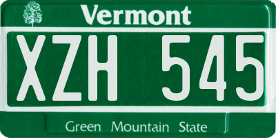 VT license plate XZH545