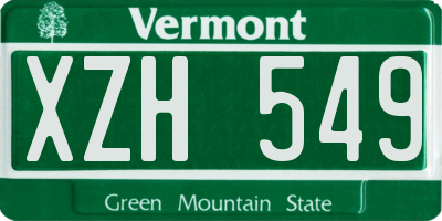 VT license plate XZH549