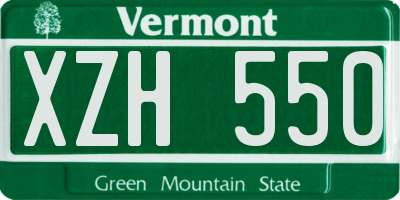 VT license plate XZH550