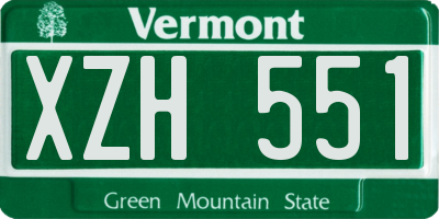 VT license plate XZH551
