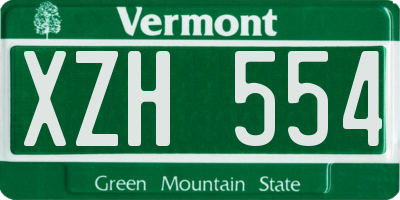 VT license plate XZH554