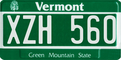VT license plate XZH560