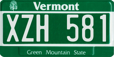 VT license plate XZH581