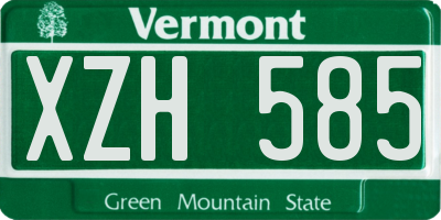 VT license plate XZH585