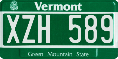 VT license plate XZH589