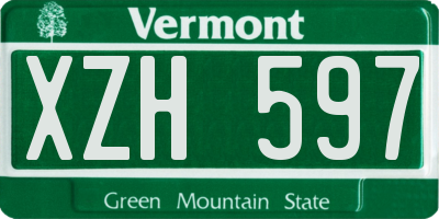 VT license plate XZH597