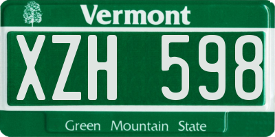 VT license plate XZH598