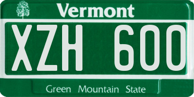 VT license plate XZH600