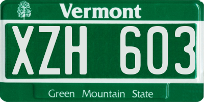 VT license plate XZH603