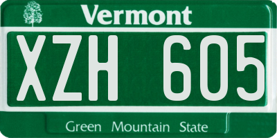 VT license plate XZH605