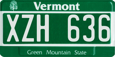 VT license plate XZH636