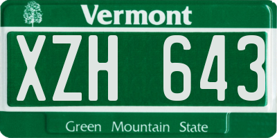 VT license plate XZH643