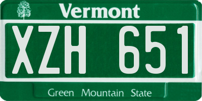 VT license plate XZH651