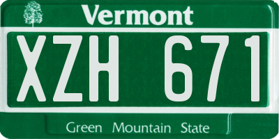 VT license plate XZH671