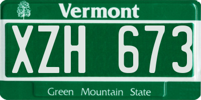 VT license plate XZH673