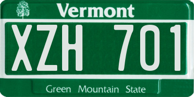 VT license plate XZH701