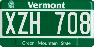 VT license plate XZH708