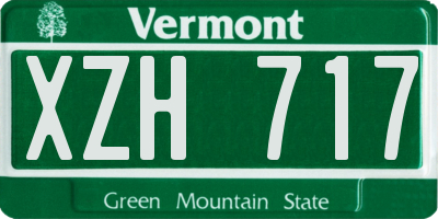 VT license plate XZH717