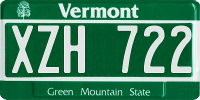 VT license plate XZH722