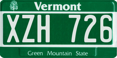 VT license plate XZH726