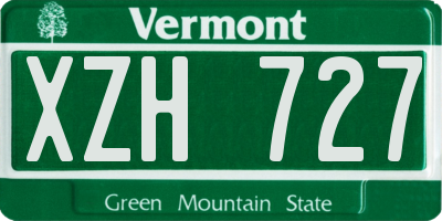 VT license plate XZH727