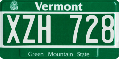 VT license plate XZH728