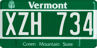 VT license plate XZH734