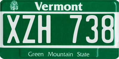 VT license plate XZH738