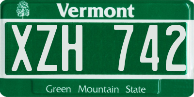 VT license plate XZH742