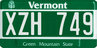 VT license plate XZH749