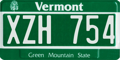 VT license plate XZH754